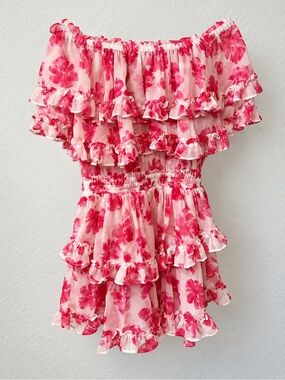 Misa Los Angeles Pink Floral Ruffle Skirted PRELOVED IN Pristine CONDITION